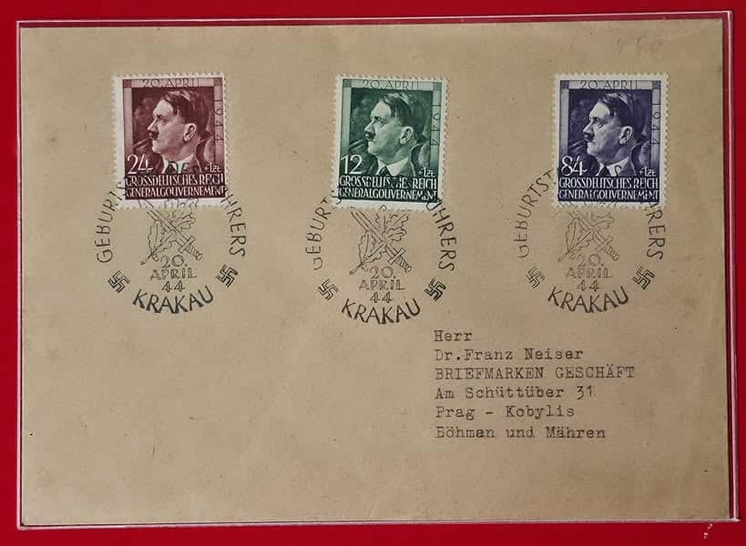 FDC Đệ tam Đế chế – Bộ 3 tem Hitler 55 tuổi tại Generalgouvernement