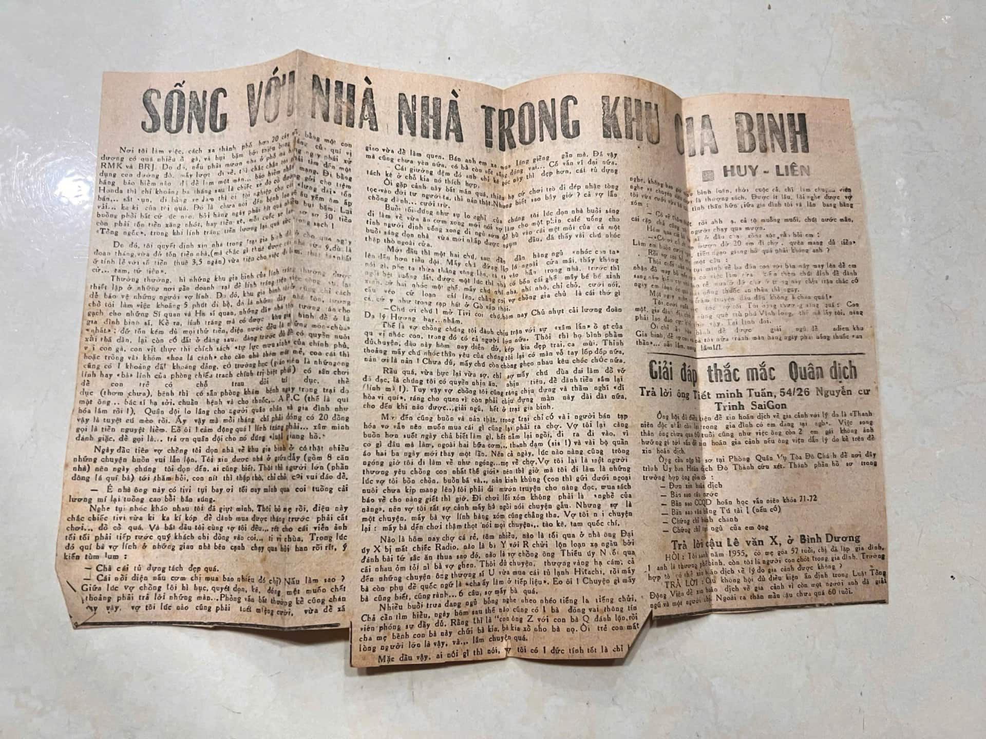 Tờ báo - Sống với nhà nhà trong khu Gia Binh