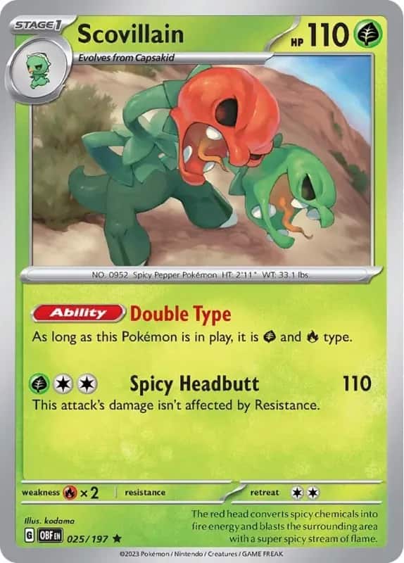 [Thẻ bài Pokemon chính hãng Anh EN]  Scovillain 025/197 Holo