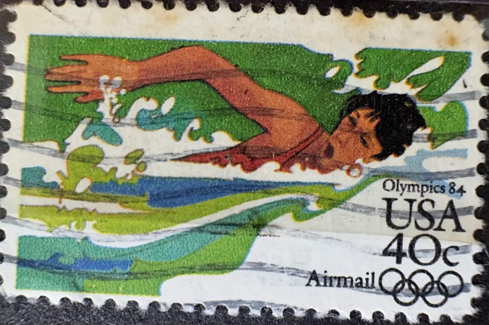 Tem Olympics 1984 – Bơi lội - Tem bưu chính - tem sưu tầm - tem xưa