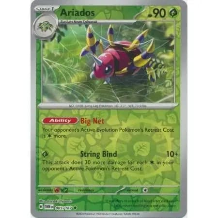 [Thẻ bài Pokemon chính hãng Anh EN] Ariados - 005/167 - Uncommon Reverse Holo - Image 1